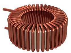 Ferrite Toroid Inductor for Switching Power Supply. 3D rendering.